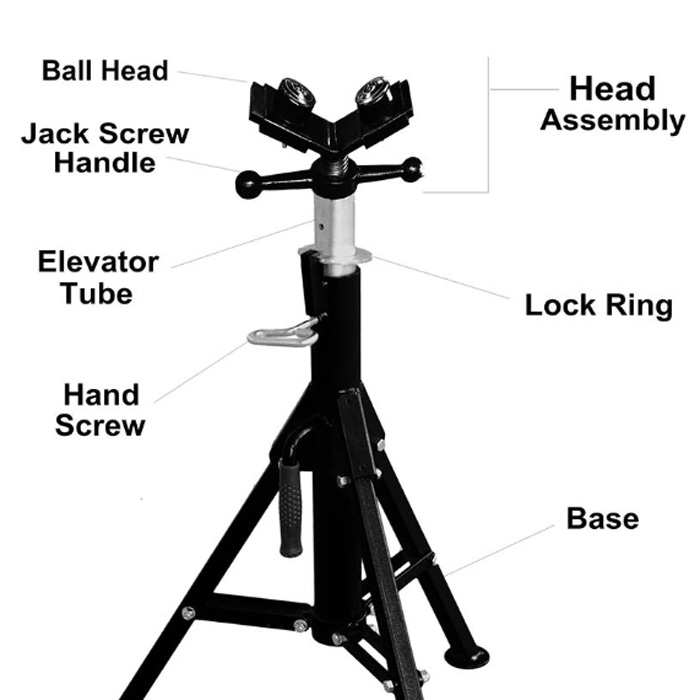 Roller Ball Head Pipe Stand