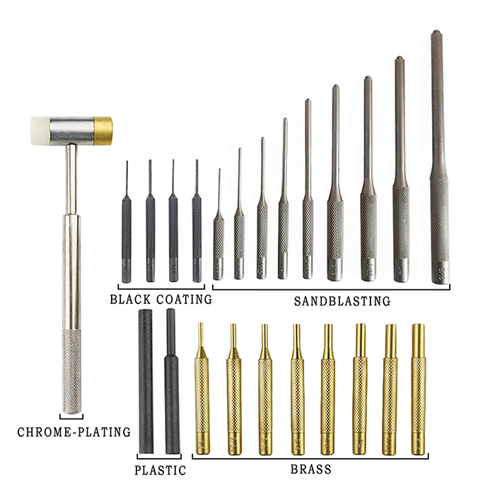 24 Piece Brass Fireman Punch Hammer Set